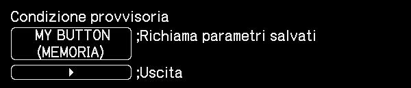 Menu OPZ. Voce TASTO PERS. Descrizione Questa voce consente di assegnare una delle seguenti funzioni da MY BUTTON 1 a 4 dal telecomando ( 6). (1) Utilizzare i pulsanti / sul menu TASTO PERS.