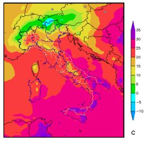 Ancora piogge e temporali in Lombardia. Temporali in Campania, Toscana settentrionale.