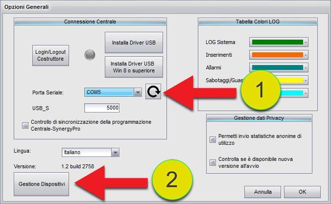 Nuove funzionalità nel Modulo opzioni 1) Aggiorna automaticamente le porte com attive nel pc 2) Apre il