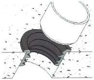 elastomero EPDM ; per connessione laterali di tubi in PVC o PEAD con DN.