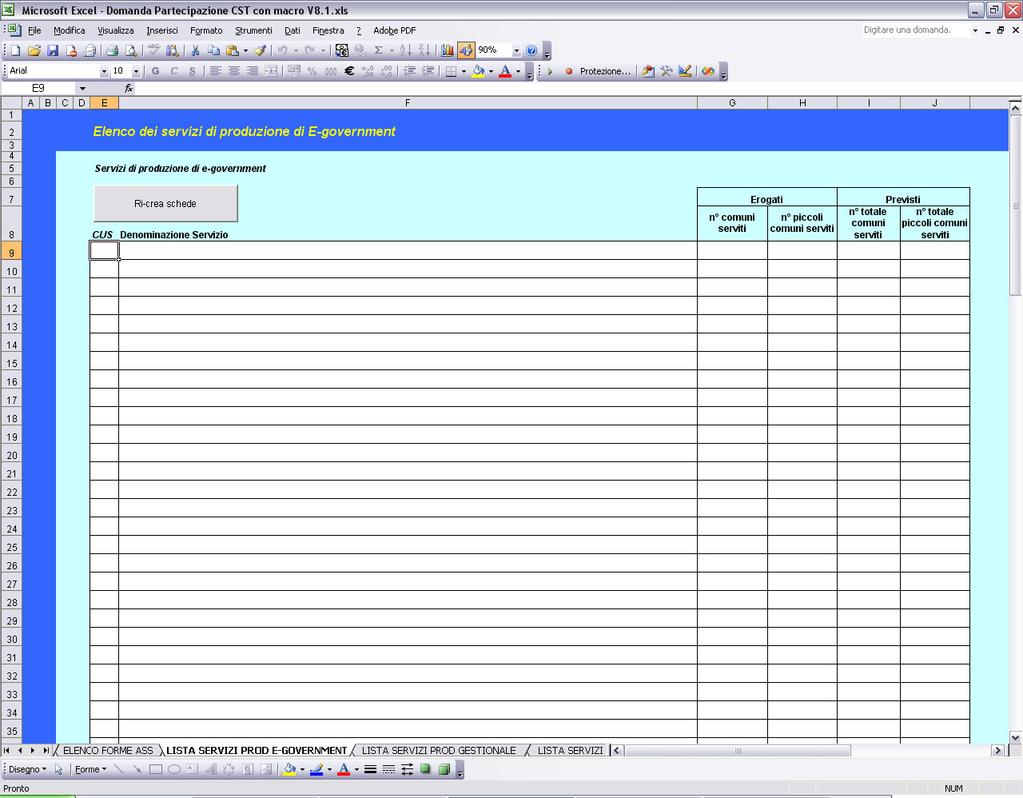 LISTA SERVIZI PROD E-GOVERNMENT Per i servizi di produzione di e-government si intendono quei servizi diretti ai cittadini e alle imprese per conto dei Comuni.