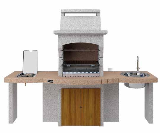 in metà tempo, cassetto raccogli cenere Porte in legno Lavello con rubinetteria di serie