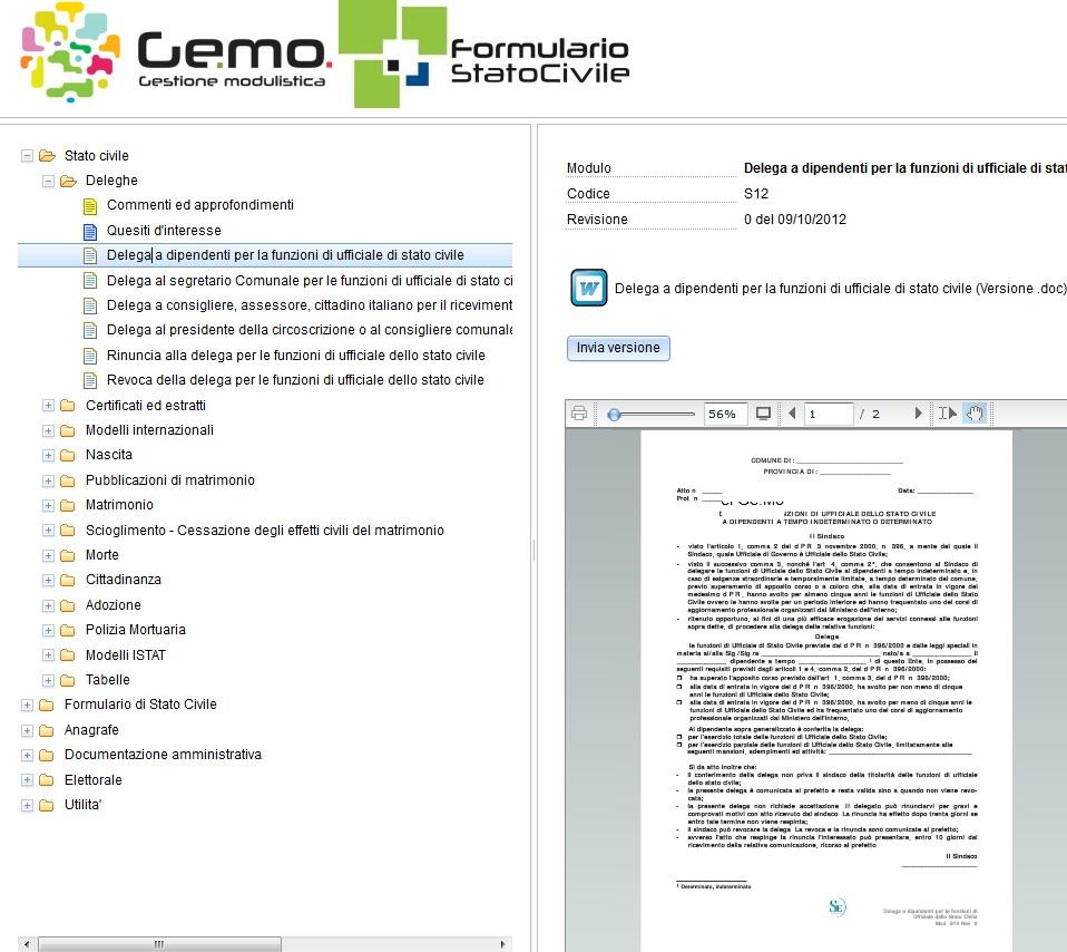 6. Cliccare sul modulo che si vuole utilizzare. A destra comparirà l'anteprima del modulo.