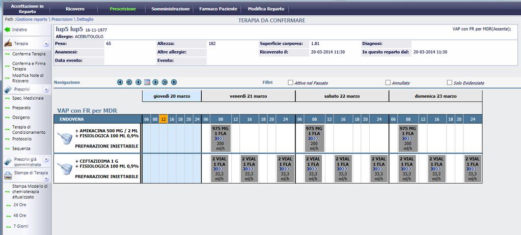 Vap con FR x MDR Qualora venga applicato un profilo di cura differente da quelli