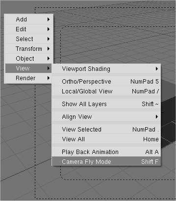 In Blender si esegue richiamando View -> Camera Fly Mode (ottenibile anche premendo SHIFT + F).