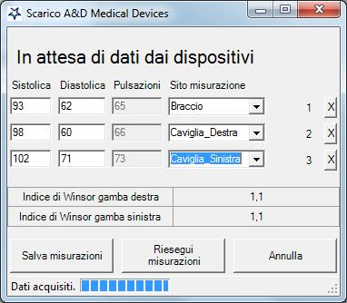 È possibile eliminare le singole misurazioni cliccando sul tasto X oppure rieseguire da principio il test cliccando sul tasto Riesegui Misurazioni.