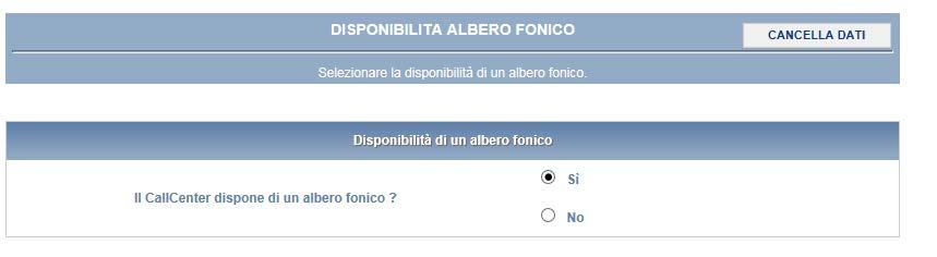 2.3 Disponibilità di albero fonico Nel caso in cui l azienda si avvalga di albero fonico (IVR) indicare l opzione si. Figura 2.