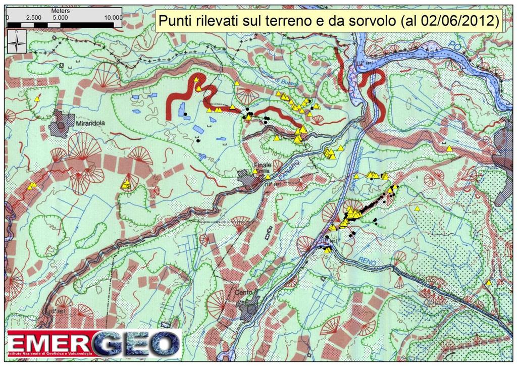 Fenomeni di liquefazione 2012 ma sono piuttosto legati alla geomorfologia dell area, in particolare ai paleoalvei e argini dei