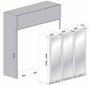 da 4/22 C -2 Porte Classic Inox con maniglia -28 Cassetti in legno massello e Cod. NW340T-SL Dim. Prodotto: L. 1.190 mm H.