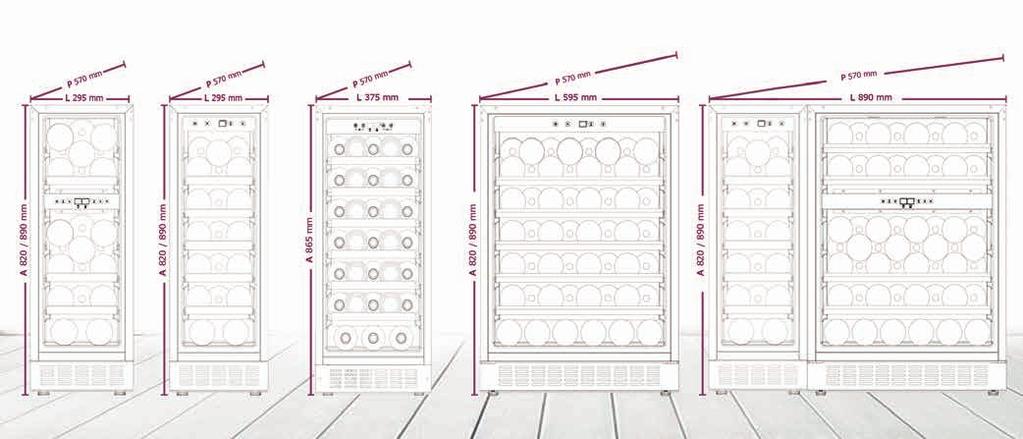 Le cerniere delle porte sono a scomparsa e consentono una perfetta installazione nelle cucine e nelle nicchie su misura, mentre i piedini sono regolabili indipentemente per favorire il