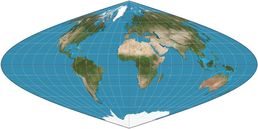 Proiezioni cartografiche Esempi di carte equivalenti Proiezione di Flamsteed III Proiezione sinusoidale.