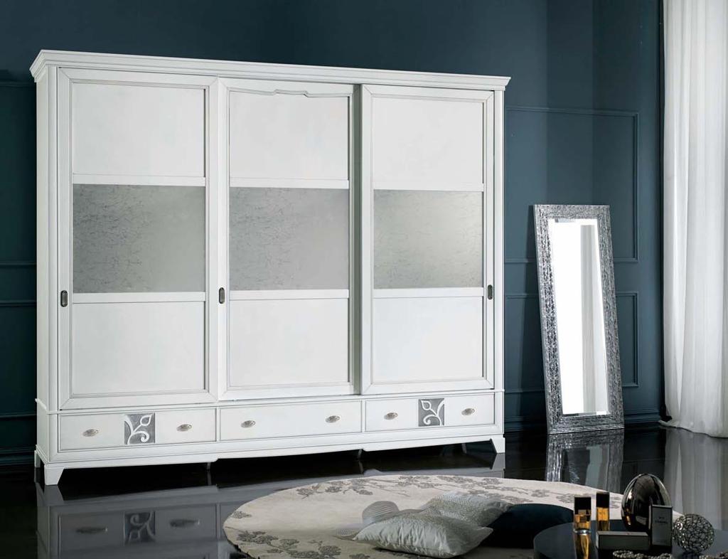 252 articolo 3162 armadio 3 ante scorrevoli 3 cassetti con vetri Vuadi finitura bianco  wardrobe 3 sliding