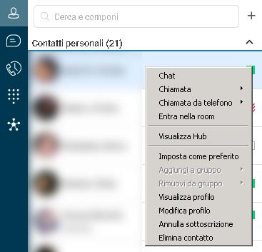 8. Impostazione servizi Utente Cliccare l icona oppure cliccare (in basso a sinistra) per accedere al menu opzioni, quindi selezionare Impostazioni Chiamata. 8.