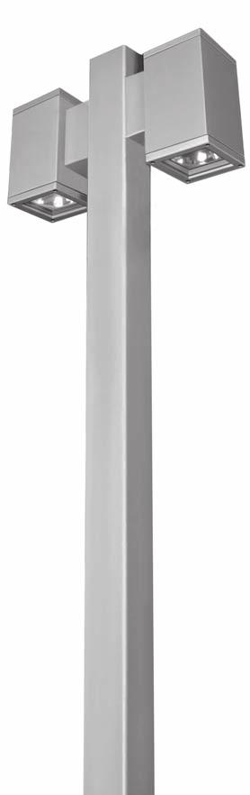Quadro Mono Palo Pole 100 mm 100 mm - Palo per apparecchio doppio. - Corpo e staffa di ancoraggio in alluminio pressofuso. - N.B.: da ordinare unitamente all apparecchio.