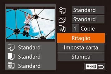 z Attenersi alla procedura indicata ai n passi 1-6 in Stampa facile (= 197) per accedere alla schermata mostrata a sinistra. 2 Configurare le impostazioni.