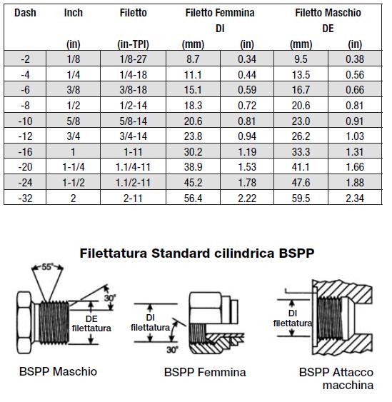 TECHNICAL DATA INFORMAZIONI TECNICHE BRITISH STANDARDS - STANDARD BRITANNICI British Standard Pipe Parallel (BSPP) This thread is also known as Withworth. BSPP males only couple BSPP females.