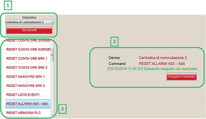 Parametri disponibili: parametri configurabili, organizzati nella stessa struttura dei menu locali del dispositivo. 4. Dettaglio parametri: valori attuali parametri configurati.