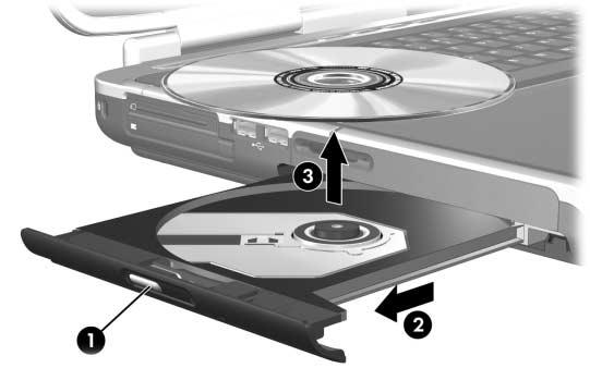 Unità Rimozione di un disco ottico (sistema alimentato) Questa procedura può essere svolta solo quando il notebook è acceso.