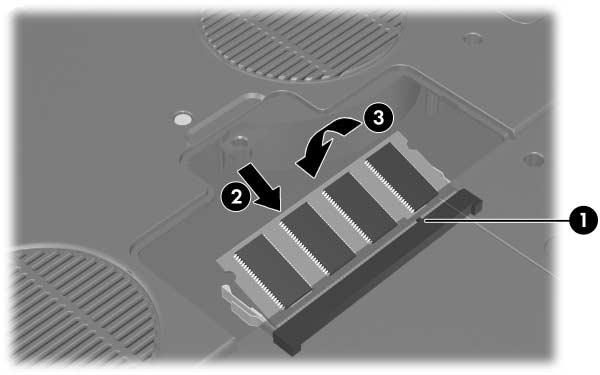 Moduli di memoria Per inserire un modulo di memoria: a. Allineare l'estremità (scanalata) del modulo al lato dello slot che presenta una sporgenza corrispondente 1. b.