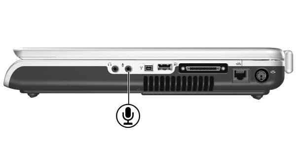 4 Applicazioni e supporti multimediali Funzionalità audio Jack di ingresso audio (microfono) Il jack di ingresso audio, raffigurato nell'illustrazione seguente, consente il collegamento di un