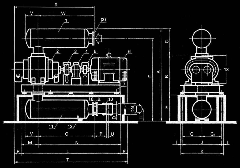 shaft bodies - FV shape * ISO; ** senza motore/without electric motor; Dimensioni/dimensions in mm Flangia / Flange EN1092-1/01/PN6 SOFFIANTI -