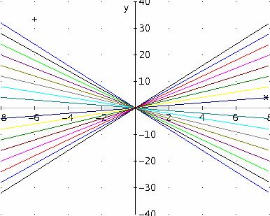 FASCIO PROPRIO DI RETTE NEL CENTRO (0,0) DELL'INTERVALLO -4 4 #9: VECTOR(y = m x, m, -4, 4, 0.