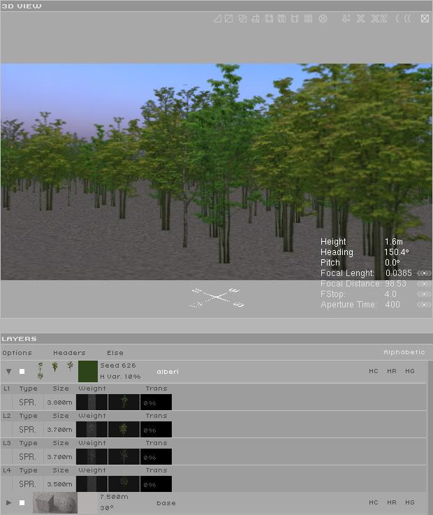 Per inserire 10 alberi in una scena si deve: 1 Nel software di modellazione, creare un layer alberi contenente 10 triangoli posizionati orizzontalmente alla base di ogni tronco.