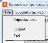 CAMBIARE LE IMPOSTAZIONI E LE PREFERENZE DELLA CONSOLE DEL TECNICO DI SUPPORTO Per configurare le preferenze, fare clic su File > Impostazioni nell'angolo in alto a sinistra della console del tecnico