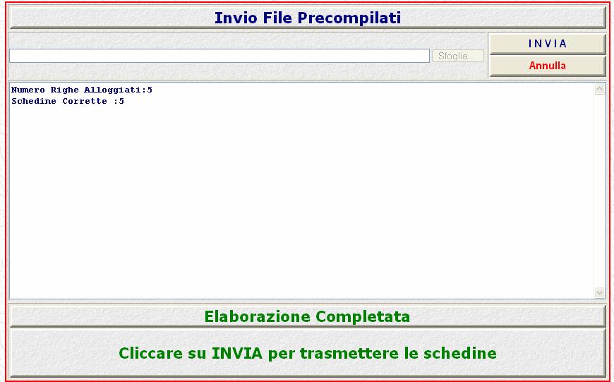 Fig.9: Maschera con le Informazioni di Corretta Elaborazione del File Nel caso in cui l elaborazione del file abbia evidenziato errori verrà mostrata una schermata analoga alla