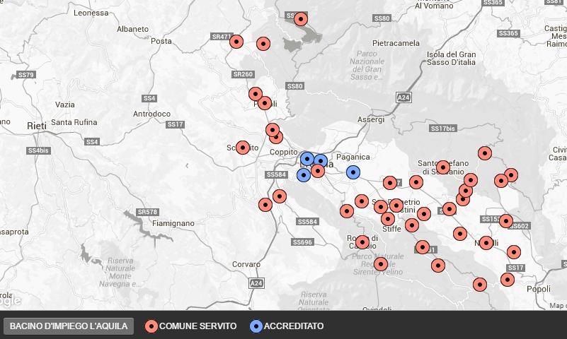 TERRITORIO DELLE POLITICHE DEL RAPPORTO SUGLI ENTI ACCREDITATI AL Per avere maggiore contezza dell estensione dei diversi bacini d impiego e del posizionamento degli stessi, sono stati