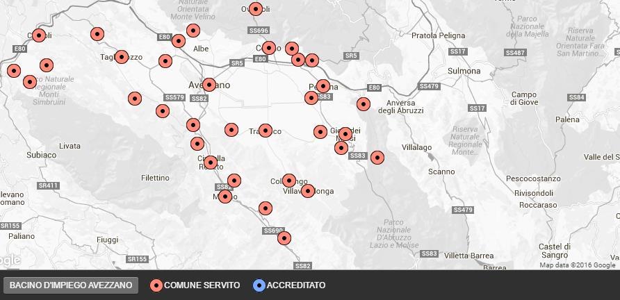 TERRITORIO DELLE POLITICHE DEL RAPPORTO SUGLI ENTI ACCREDITATI AL Il bacino per l impiego di Avezzano comprende 35 comuni, ma