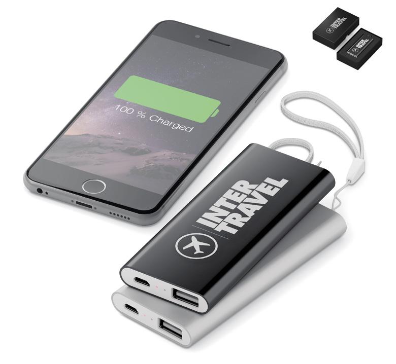 Energia portatile Cofanetto regalo in opzione BATTERIA SLIM 2500 La batteria di soccorso elegante e compatta Con questo power bank USB dotato di una batteria litio-polimeri ultracompatta, ricarichi