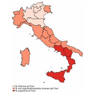 Figura 1: prevalenza regionale di diabete età 35-69 anni-pool Passi 2007/09