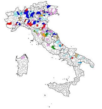 The Italian industrial districts in 2001 and 2011 2001 2011 Machinery Food Textiles and wearing apparel Household goods Chemical and petrochemical industry, rubber and plastic Leather and footwear