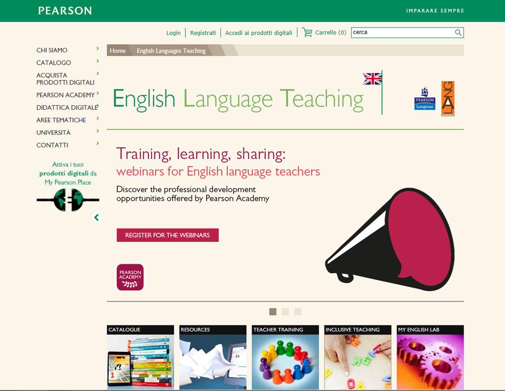 IL NUOVO PORTALE ENGLIGH LANGUAGE TEACHING la nuova area tematica Pearson dedicata all'insegnamento dell'inglese