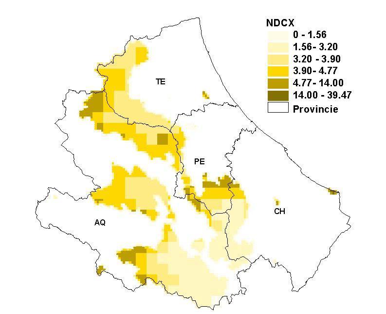 Figura 25 : Indice di rischio per le aree naturali (mg/giorno)