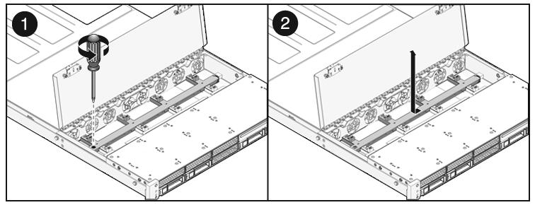 Nota Se occorre sostituire una scheda di alimentazione delle ventole difettosa, rimuovere solo i moduli ventole necessari per la rimozione della scheda di alimentazione difettosa. Vedere la Sezione 4.