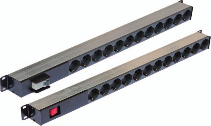 luminoso 2 mt + Schuko C08ALMST-IL2S Canalina Multistandard in Alluminio Canalina Multistandard in Metallo 1U 19 rack N.