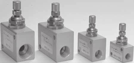 regolatori di flusso flow regulators Regolatori unidirezionali e bidirezionali Uni-directional and bi-directional flow regulators Attacchi filettati da M5 a G1/2 Threaded ports from M5 to G1/2