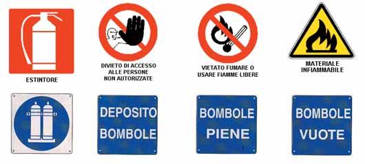 segnaletica di sicurezza 239 Deposito bombole gas compressi Principali adempimenti in tema di segnaletica previsti dal DPR 547/55 per i depositi gas compressi. Art.