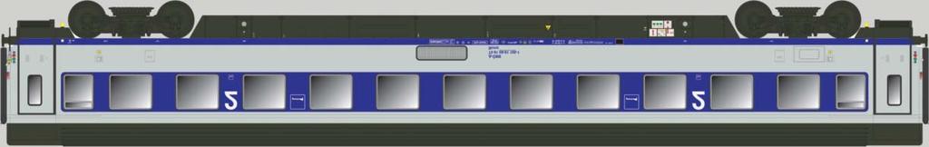 and original body with wayplate ÖBB Liegewagen Bcmz in upgrade rot-grau Lackierung, mit drei Sprachen-Beschriftung unt original Schieldhalter 52556 Carrozza cuccette Bcmz in livrea rosso e grigio con