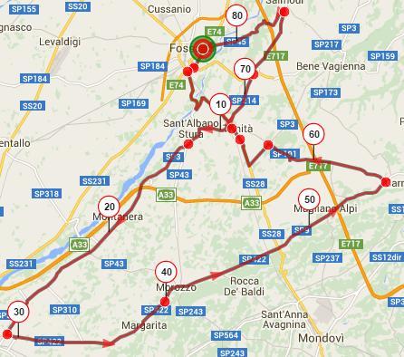 Galimberti Cuneo PARTENZA : ore 20,15 ogni 30 per ordine numerico progressivo PERCORSO : corso Nizza incrocio corso Galileo Ferraris inversione ARRIVO angolo via Statuto (sede LA STAMPA) km.