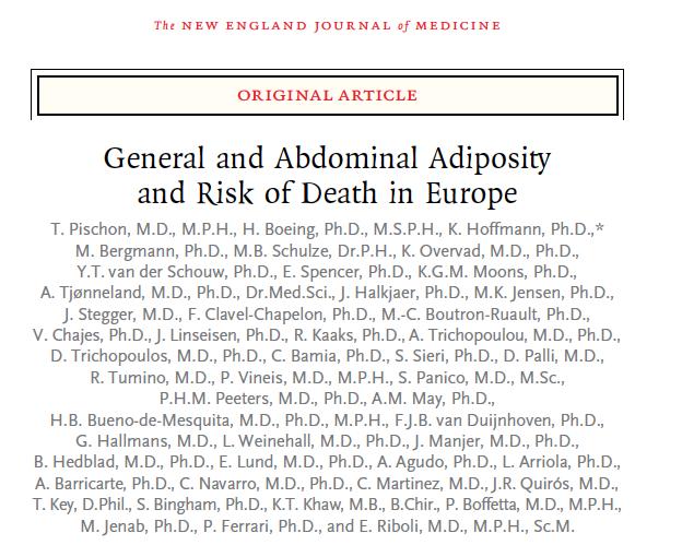 BMI e mortalità 805 817 893 787 Pischon T et al., N Engl J Med. 2008 Nov 13;359(20):2105-20.