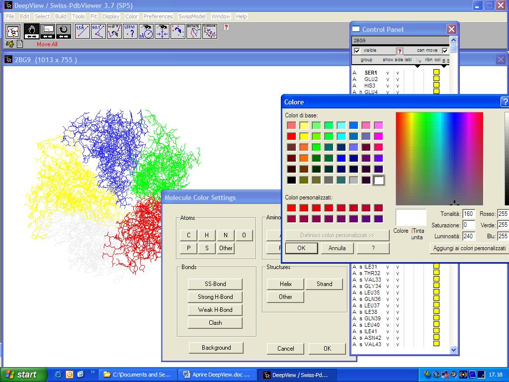 Menu Select Da menu Select si possono selezionare i sottomenu: All: seleziona tutti gli amminoacidi della proteina, premendo invio verranno mostrati Secondary structure: permette di selezionare e