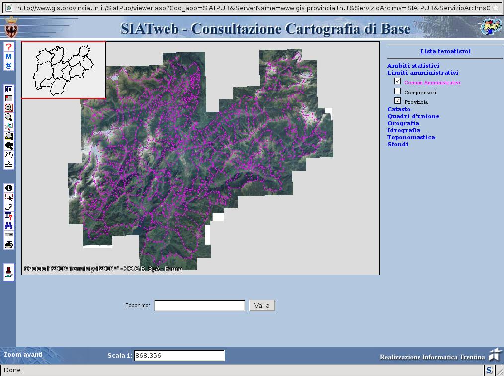 Web Map Service VI WMS PAT - da http://www.territorio.provincia.tn.