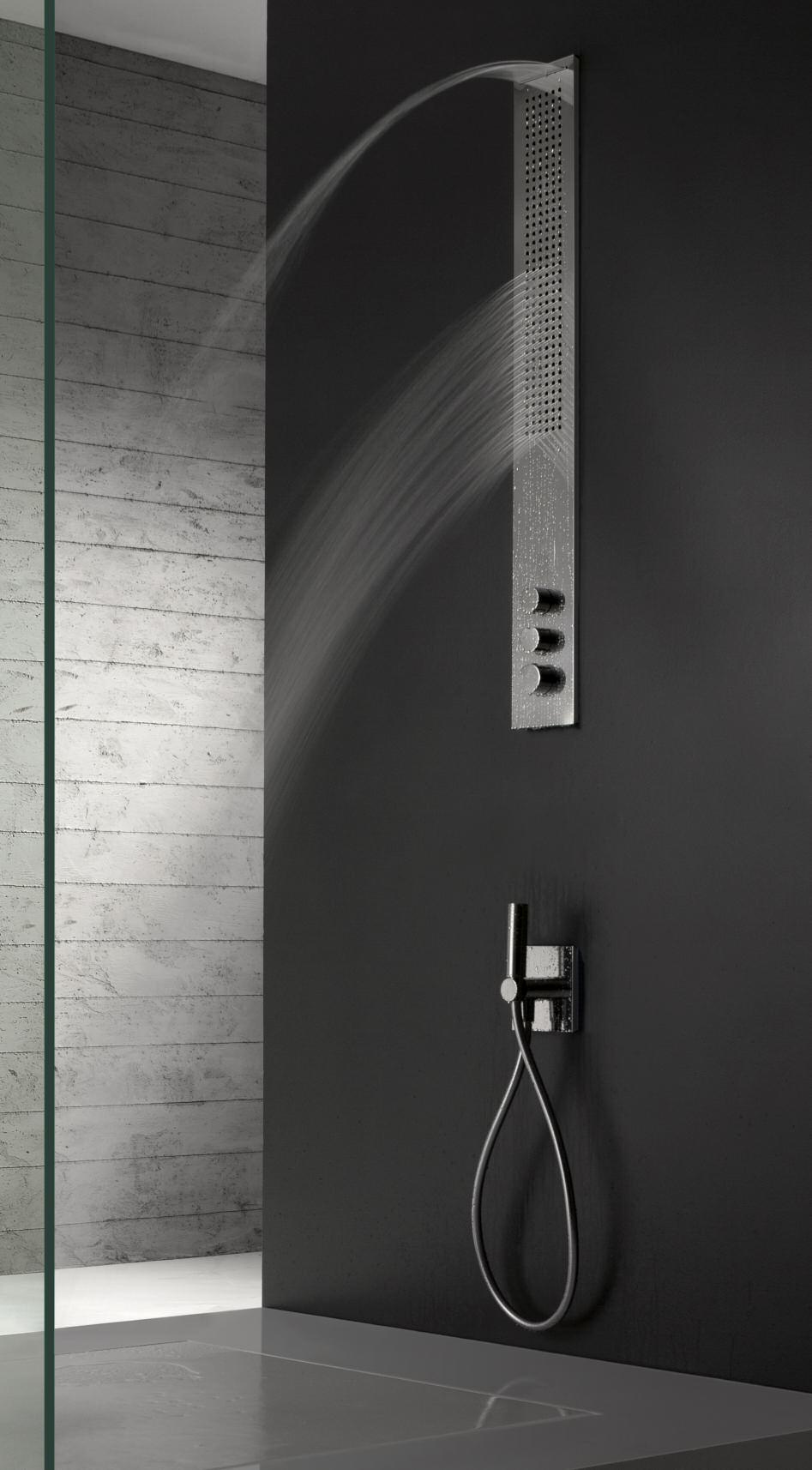 Colonna doccia termostatica due pezzi soffione piano - Incasso Two-pieces thermostatic shower column plate showerhead - Built in version Thermostat Duschsäule zwei Teilen flacher Kopfbrause -