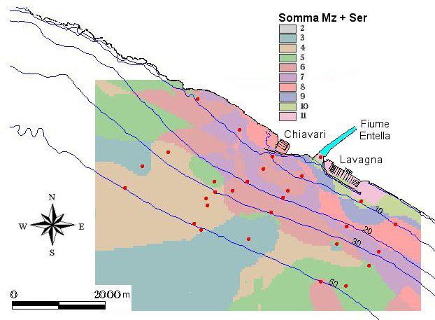 La distribuzione del serpentino è più irregolare di quella dell Mz e comunque si può osservare che il serpentino, fase mineralogica comunemente associata alle granulometrie più sabbiose, trovi i suoi