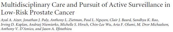 Retrospective study; N=701 pts with <ct2b, GS<7, PSA<10 ng/ml PCa (2009) Multidisciplinary clinic