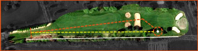 BUCA 11 PAR 5 MT 200 Solo la lunghezza di questa buca giustifica il Par 5. Questa è la buca più lunga del percorso dove solitamente si gioca anche per il LONGEST TEE SHOT.