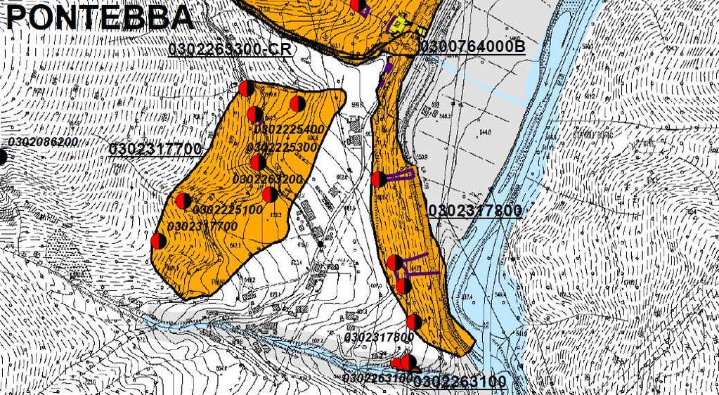 Codice Perimetrazione Classe di Pericolosità Tipologia Dissesto 0302317800 P3 Area soggetta a frane superficiali diffuse Figura n 11: Carta della Pericolosità Geologica Intervento n 2 (non in Scala).